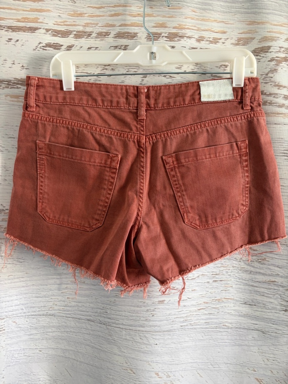 Paige Mayslie Utility Denim Cutoff Shorts in Muted Clay - Picture 2 of 8